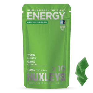 Huxley's ENERGY (upbeat) Gummies - 10 x 10mg THC+ GINSENG + NATURAL CAFFEINE